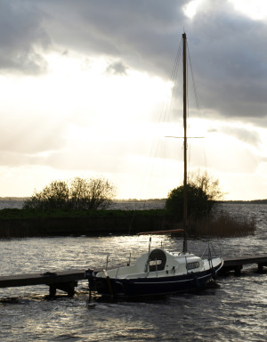 Trotter bij ondergaande zon